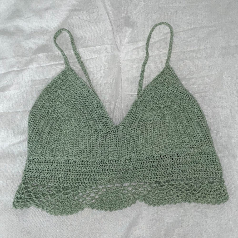 Forever 21 Light Green Crochet Tank Top